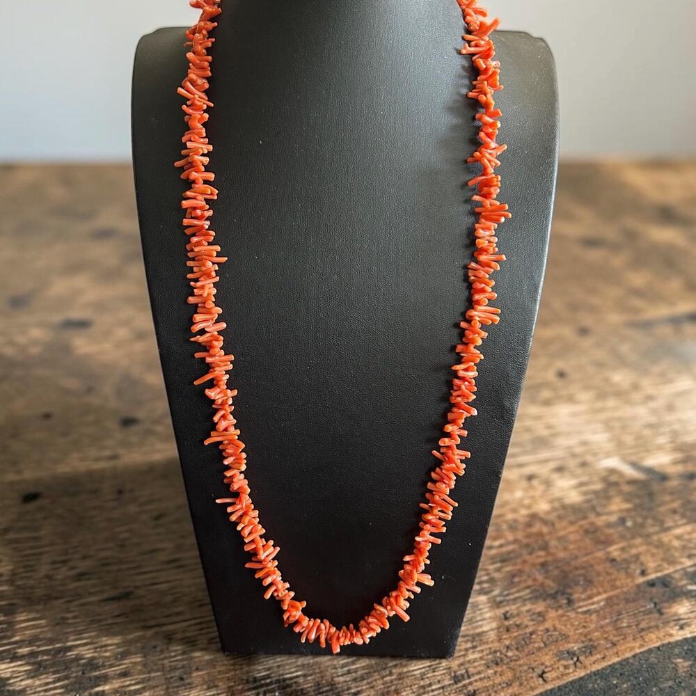 Vintage Natural Branch Coral Necklace, 28” Continuous Coral Strand